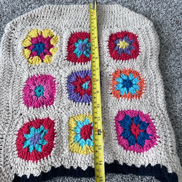 Granny Square Purse Boho Crochet Tote Bag No-Stretch Straps Cream - Picture 7 of 9